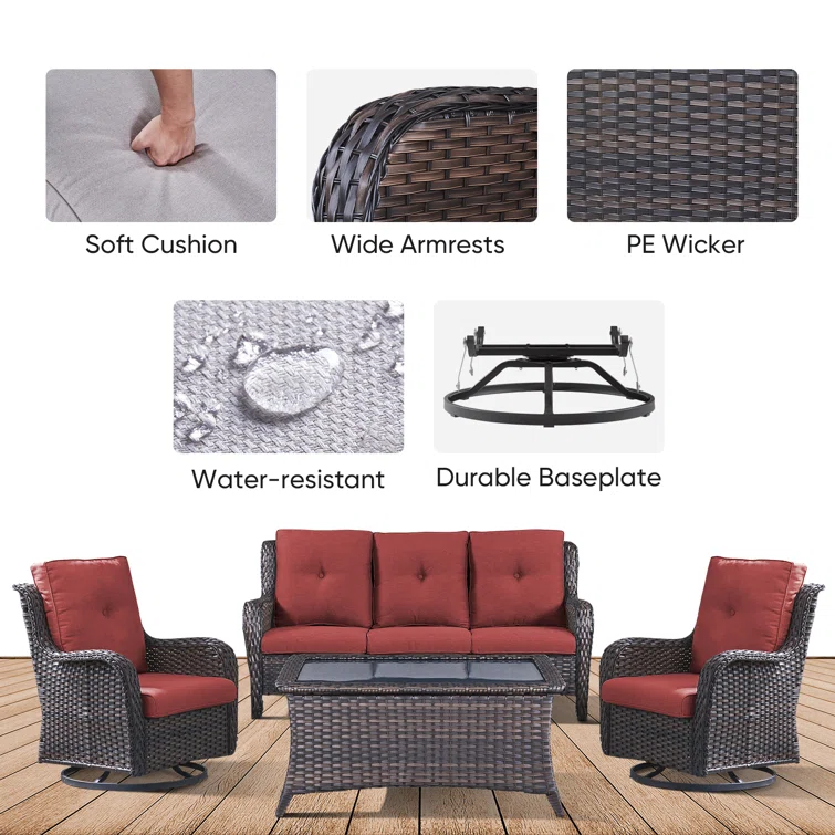 Avimael 5 - Person Outdoor Seating Group with Cushions