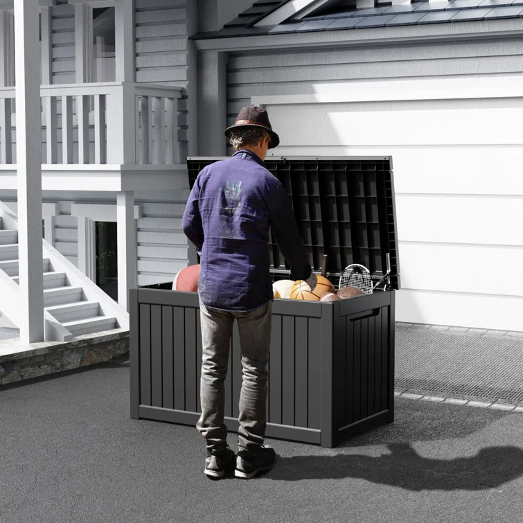 LeHom 57.5'' W 230 Gallons Water Resistant Resin Lockable Deck Box