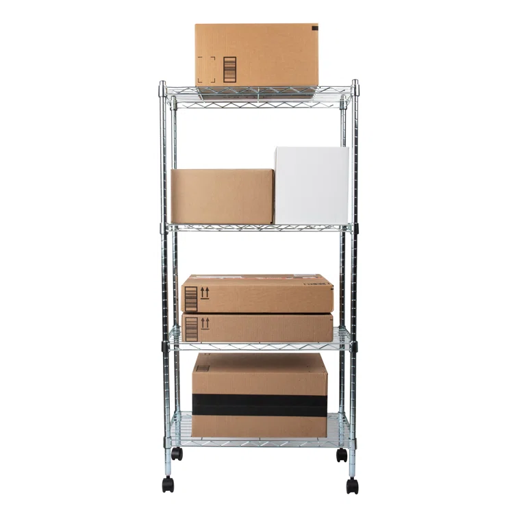 23.25'' W Metal Height -Adjustable Shelving Unit with Wheels
