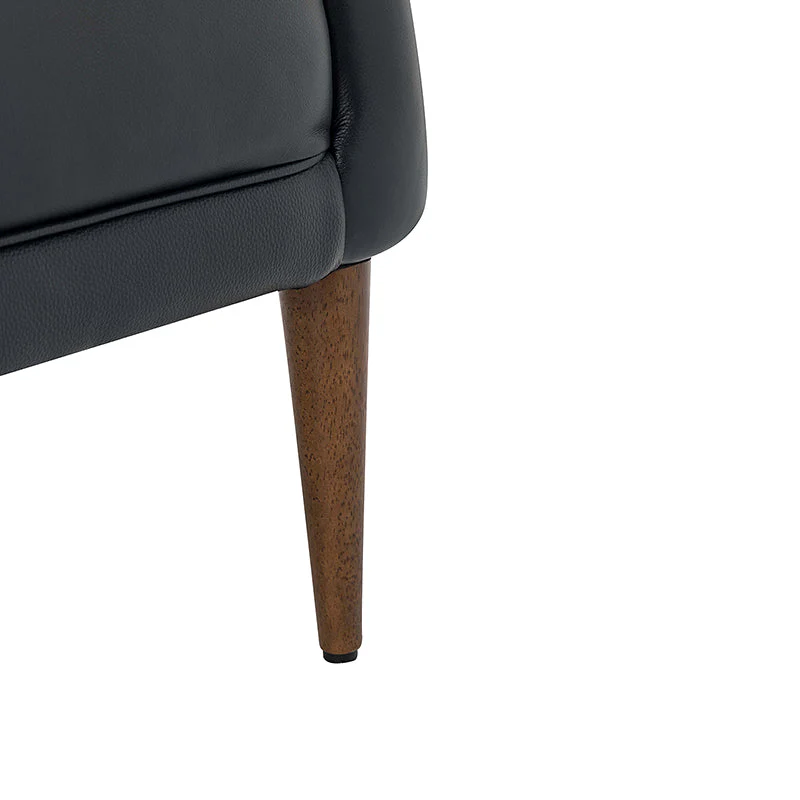 Casio Genuine Leather Wood Legs Accent Barrel Chair for Living Room
