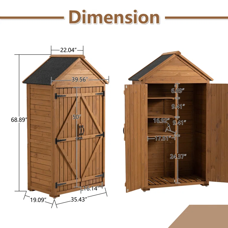 3 ft. W x 2 ft. D Solid Wood Storage Shed
