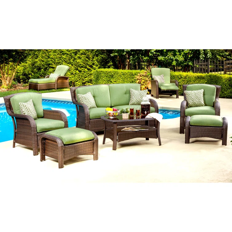 Lidewij 6 Piece Conversation Set with Loveseat, 2 Chairs and Ottomans