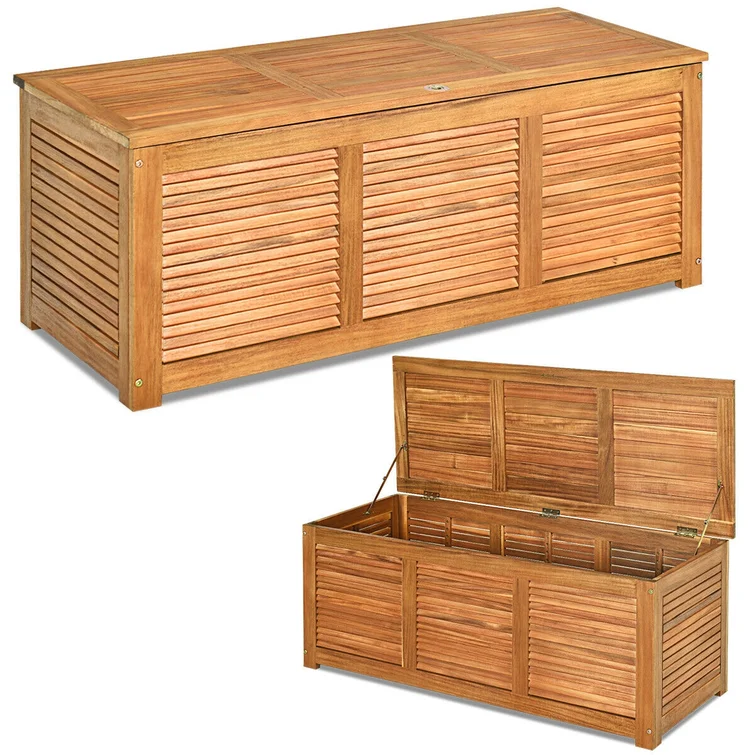 FRESCOLY 47.5'' W 47 Gallons Solid Wood Acacia Storage Bench in Brown