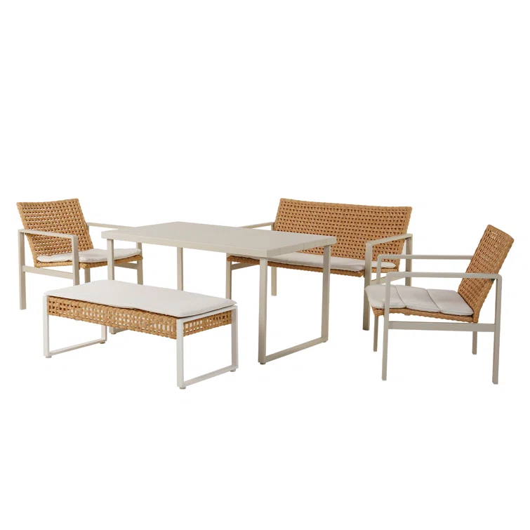 Outdoor 5-piece Seating Group With All-weather Wicker And Cushion