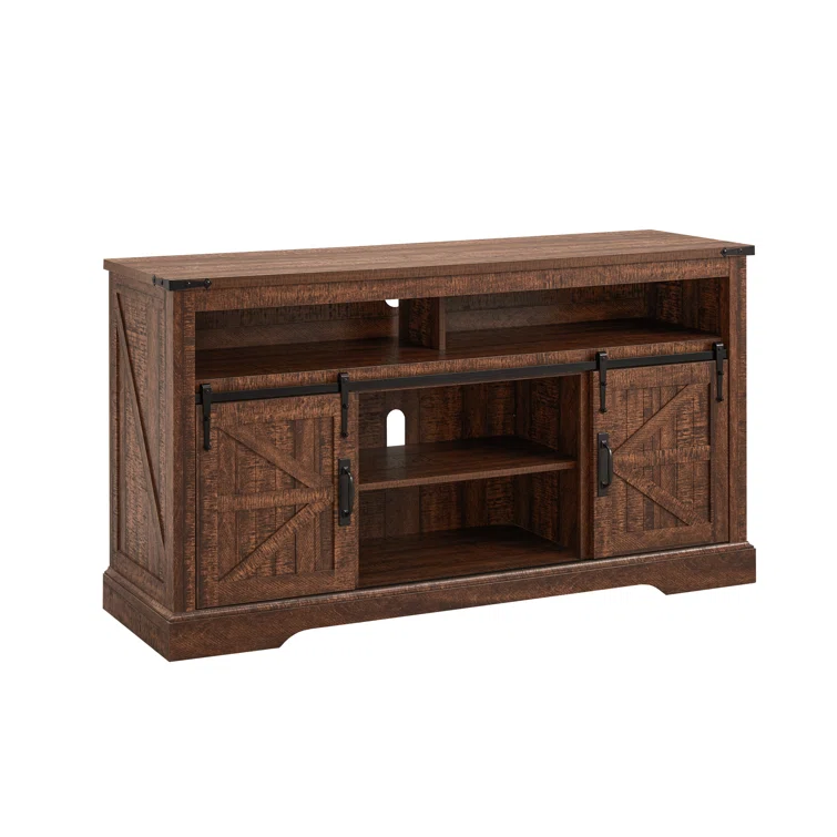 Lorraine Farmhouse TV Stand for 65+ Inch TV for Living Room, with Sliding Barn Door