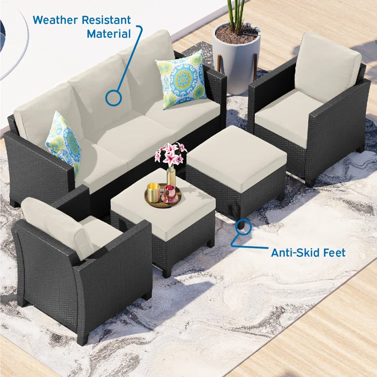 5 - Person Outdoor Seating Group with Cushions