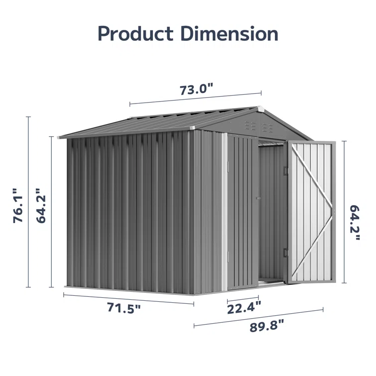 8 ft. W x 6 ft. D Outdoor Storage Shed