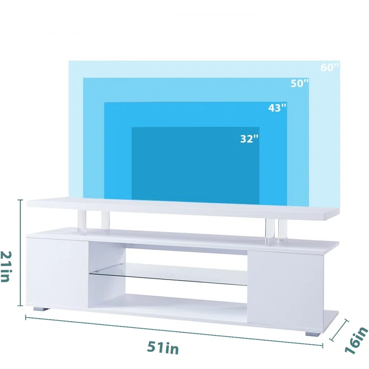 LED TV stand Cabinet, Media Console Table with Large Side Cabinet