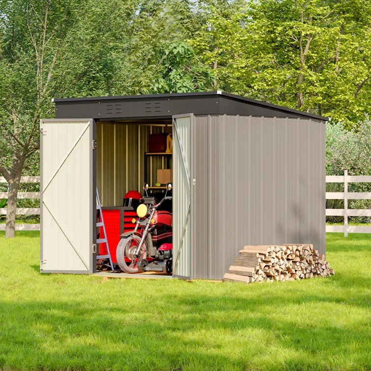 8 ft. x 6 ft. Metal Lean-to Storage Shed