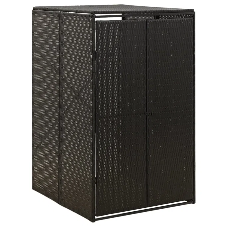 vidaXL Bin Store Outdoor Trash Can Storage Single Wheelie Bin Shed Poly Rattan