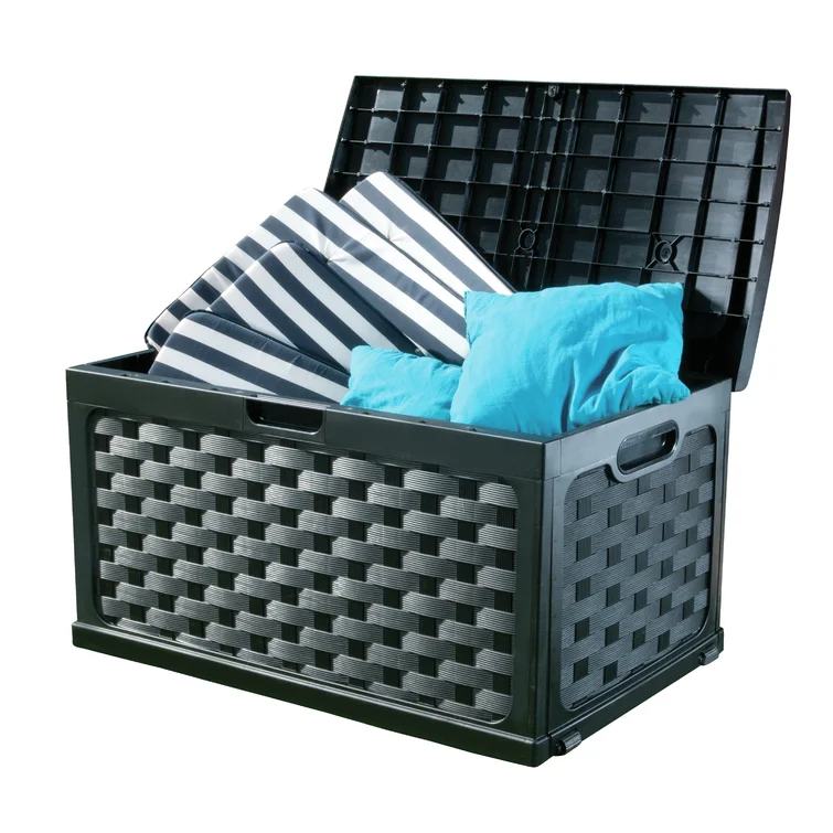 Rebrilliant Kiden 45.7'' W 88 Gallons Plastic Lockable Deck Box with Wheels