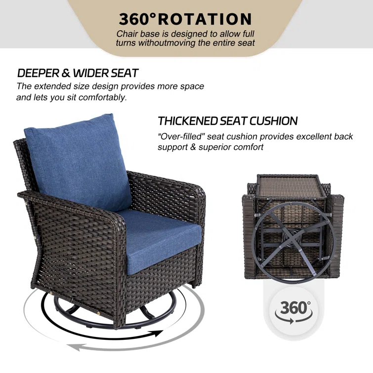 Torgeir 6 Piece Patio Set Rattan Outdoor Furniture Set with Cushions