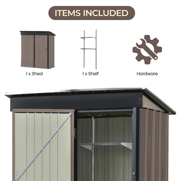 5 ft. W x 3 ft. D Metal Horizontal Garage Shed