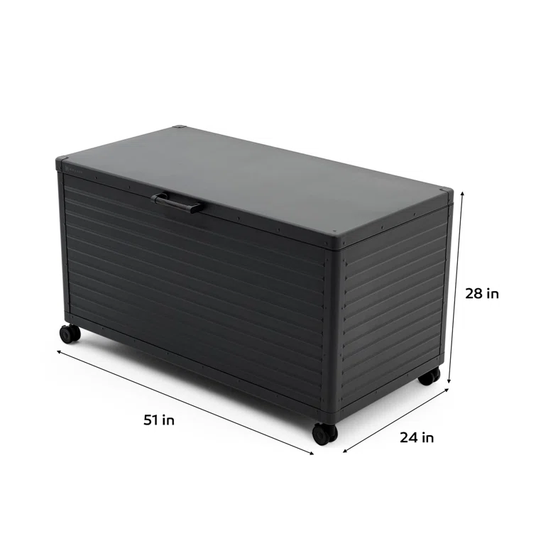 134 Gallons  Outdoor Metal Deck Box with Wheels