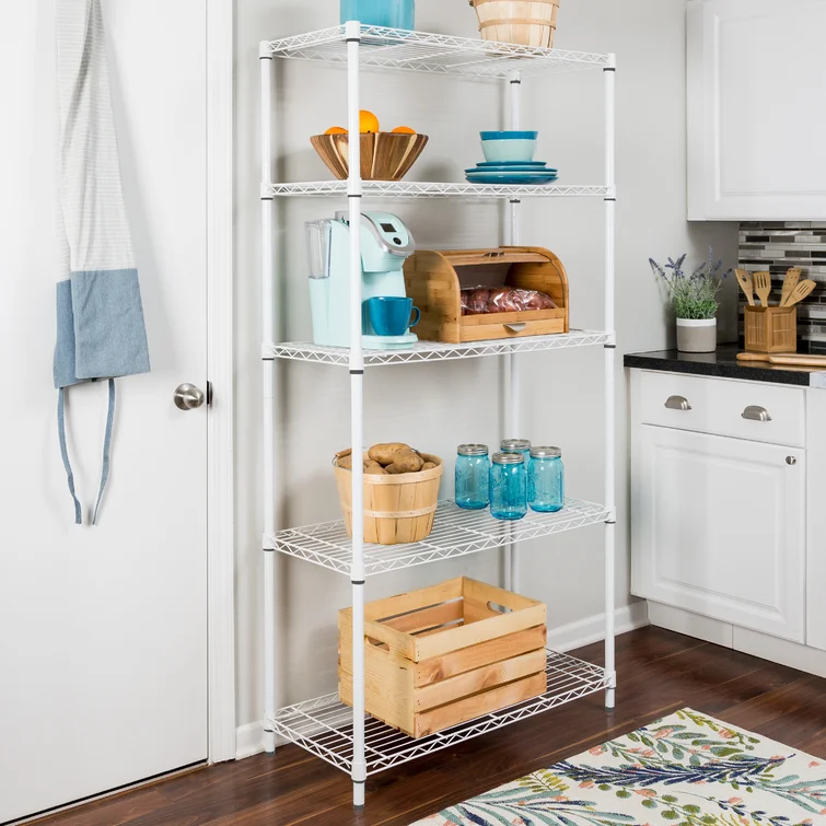 5-Tier Metal Height-Adjustable Shelving Unit (36" W X 72" H x 16" D)