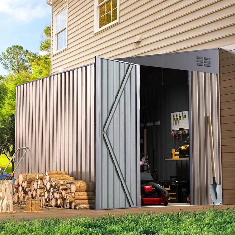 6 ft. W X 8 ft. D Metal Lean-To Storage Shed