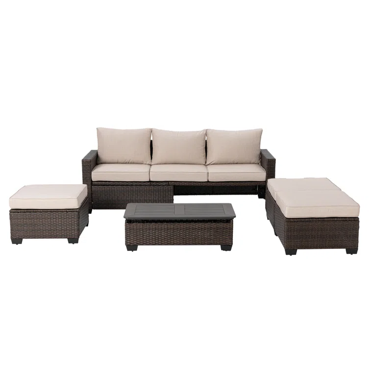 Albrechtice 6 - Person Outdoor Seating Group with Cushions<!-- --> <!-- -->(Set of 3)