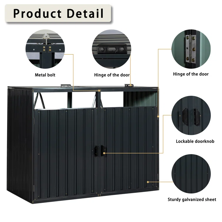 5 ft. W x 3 ft. D Metal Horizontal Garage Shed