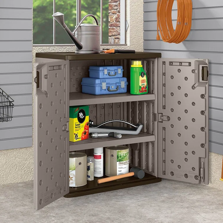 2 Piece Resin Single Storage Cabinet ( 33'' H x 20.2'' W x 30'' D)<!-- --> <!-- -->(Set of 2)