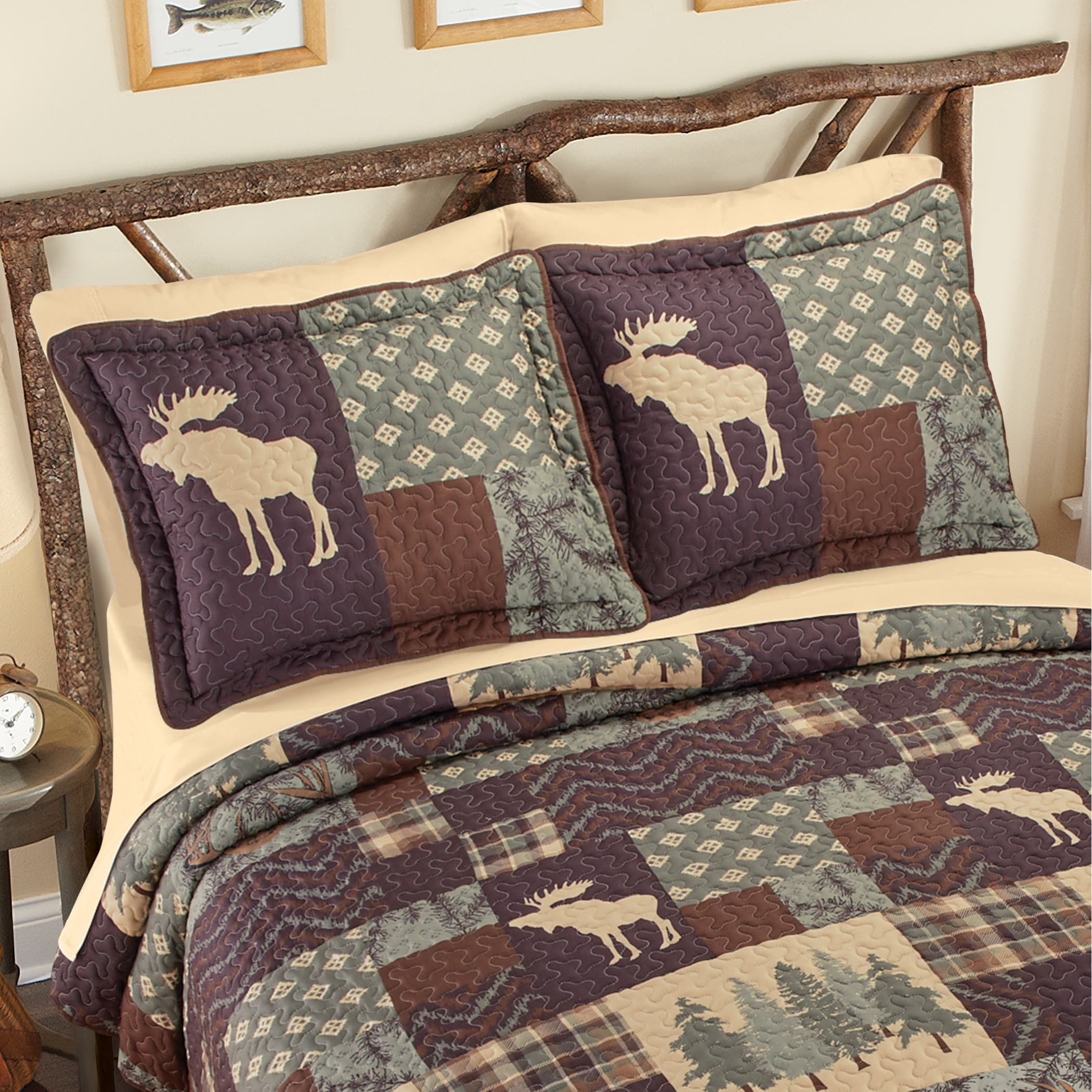 Warm-Toned Deer Patchwork Northwoods Pillow Sham