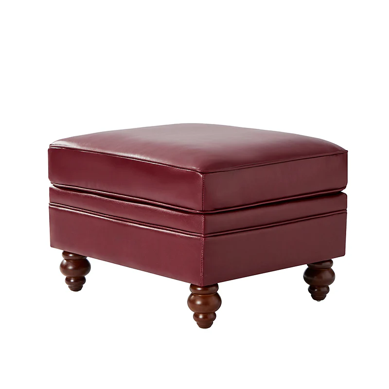 Basilio Contemporary Genuine Leather Ottoman for Living Room