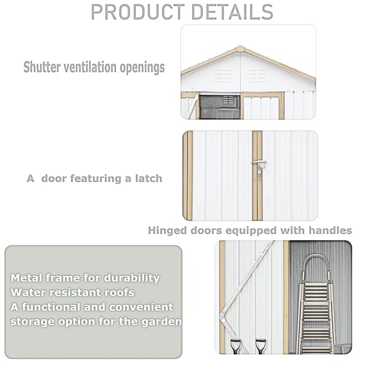 8 Ft X 6 Ft Outdoor Metal Storage Shed