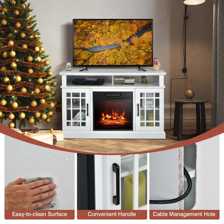 Ripley 48'' W Storage Credenza with Electric Fireplace Included