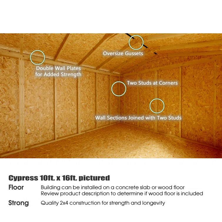 Cypress 10 ft. W x 12 ft. D Solid Wood Storage Shed