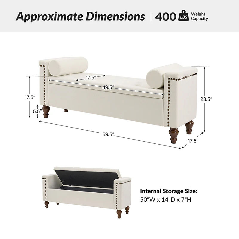 Rosana Storage Bench with Waterproof Fabric