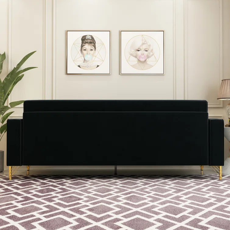 Deondry 85.63" Velvet Square Arm Sofa