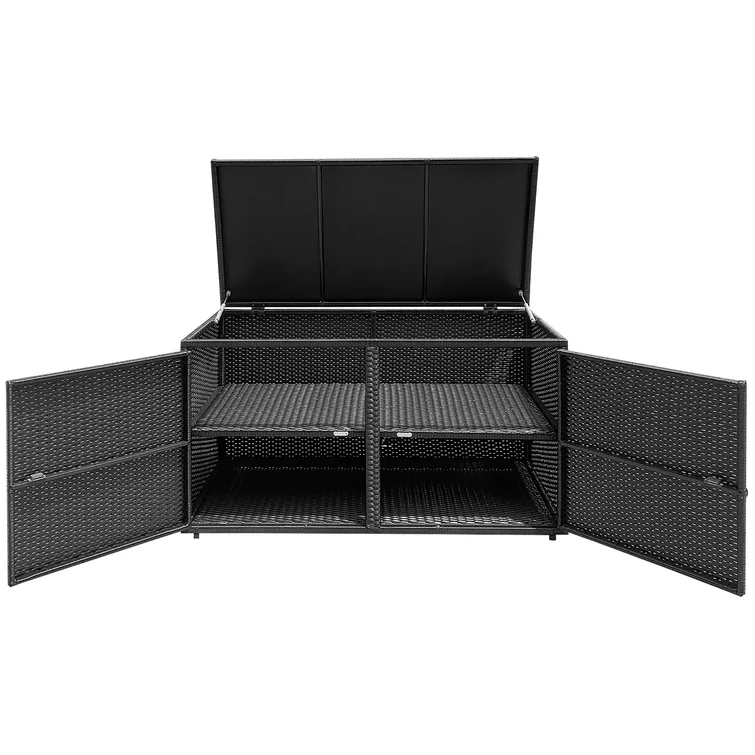 Costway 45'' W 88 Gallons Water Resistant Deck Box in Black