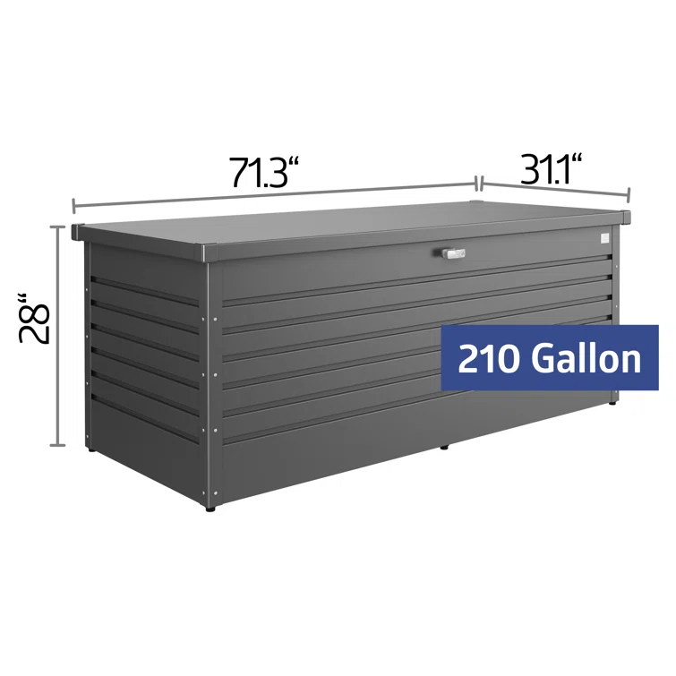 LeisureTime 210 Gallon Water Resistant Metal Deck Box with Lock