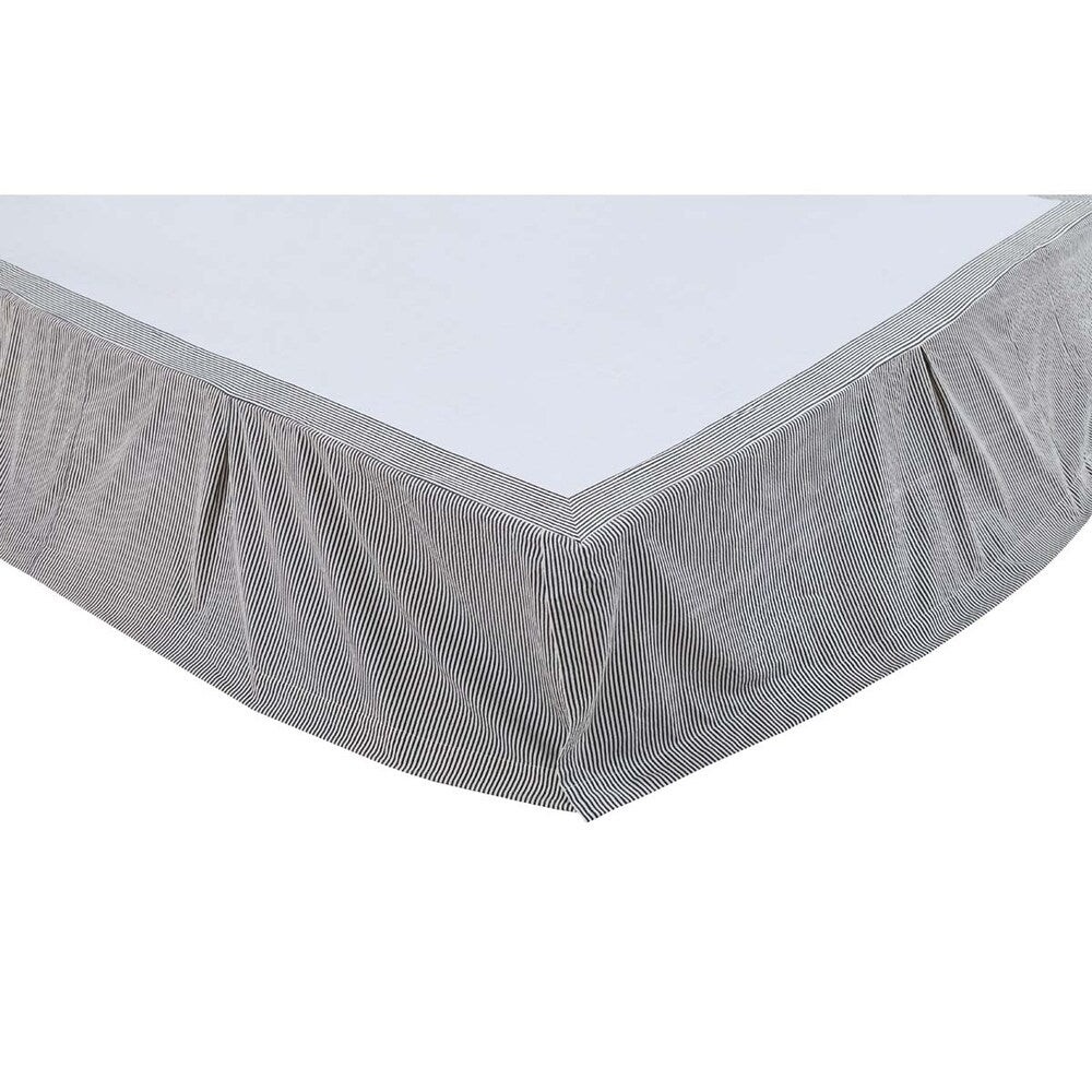 Tan Americana Bedding VHC Lincoln Bed Skirt Cotton Striped Tailored Seersucker