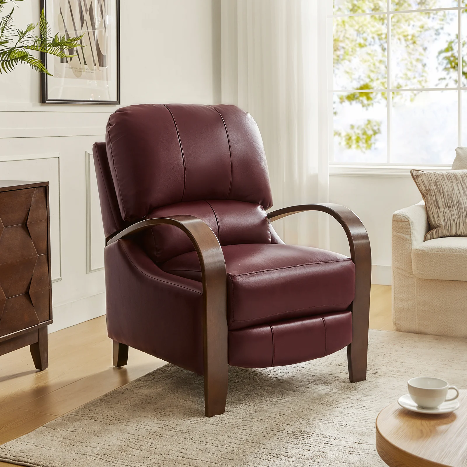 Melisa Genuine Leather Manual Recliner