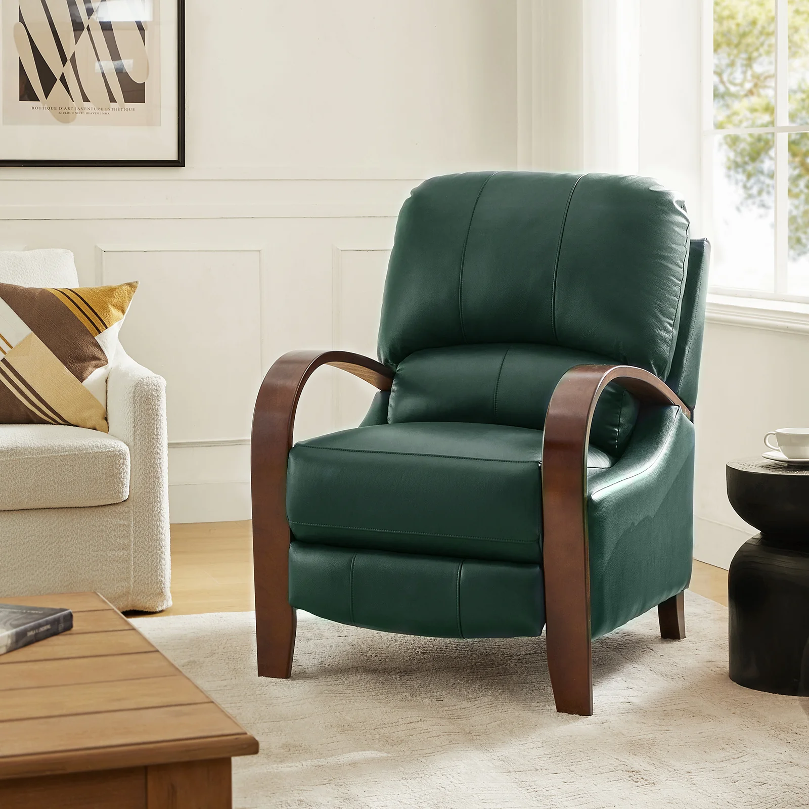 Melisa Genuine Leather Manual Recliner