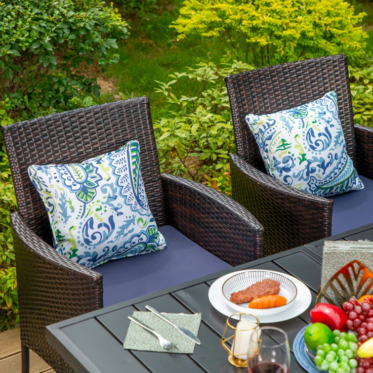 Alyah 7 Piece Bar Height Outdoor Patio Dining Set with Cushions