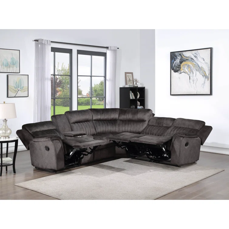 Adeodato 5 - Piece Velvet Reclining Sectional