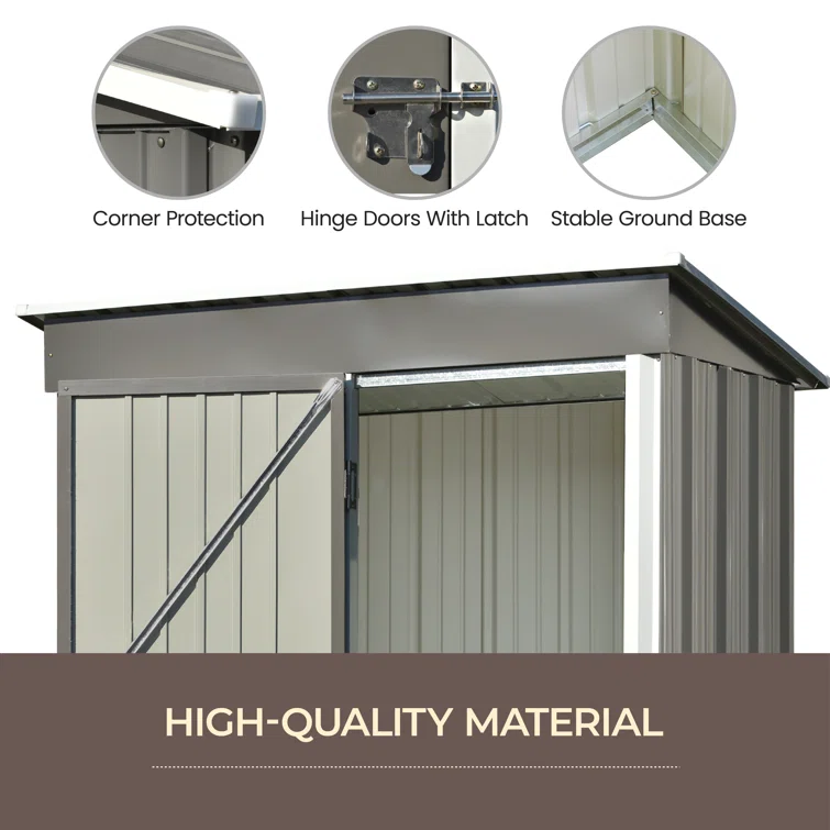 5 ft. W x 3 ft. D Aluminum Lean-to Storage Shed