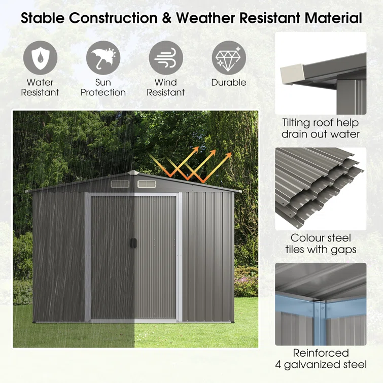 8.5 ft. W x 6 ft. D Galvanized Steel Storage Shed