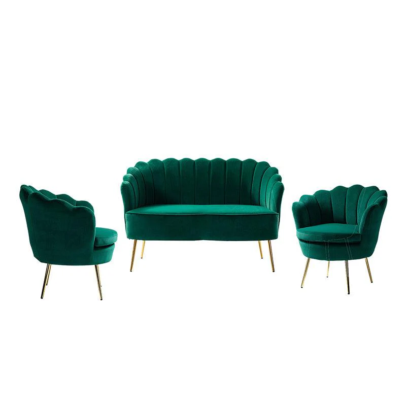 Ariel 3-Piece Scalloped Velvet Living Room Set