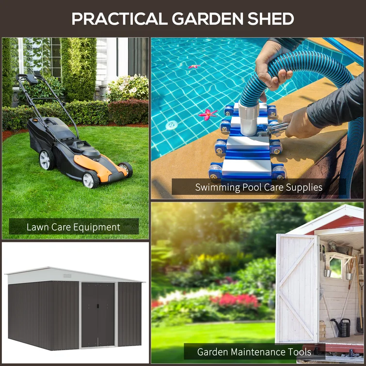 11 ft. W x 9 ft. D Galvanized Steel Storage Shed
