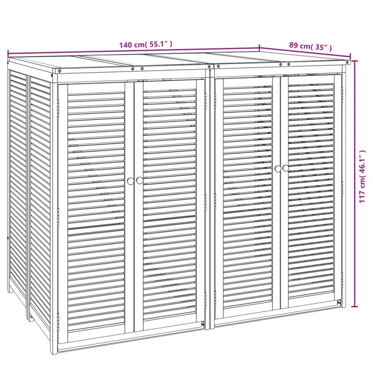 4 ft. 7 in. W x 2 ft. 11in. D Solid Wood Garbage Shed