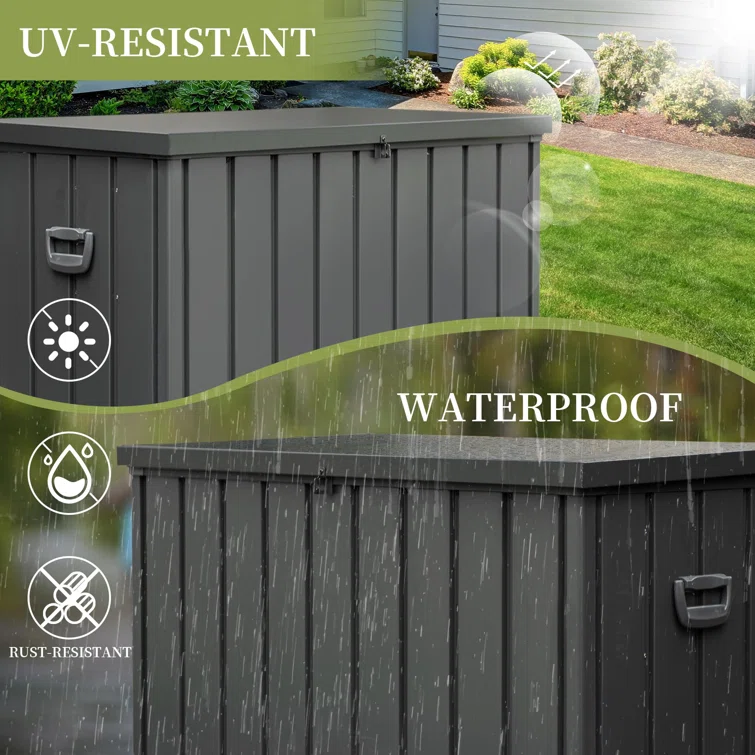 Domi Louvered Deck Box 200 Gallons Water Resistant Lockable with Wheels