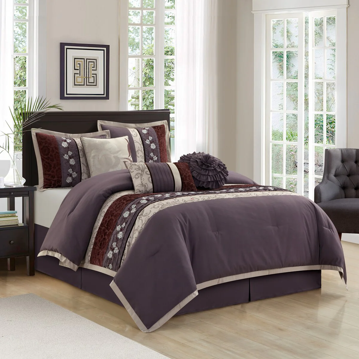 Nanshing Stella Purple 7-piece Bedding Comforter Set