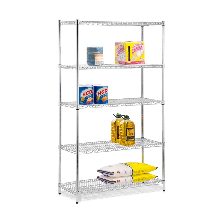 5-Tier Steel Height-Adjustable Shelving Unit (42" W X 72" H X 18" D)
