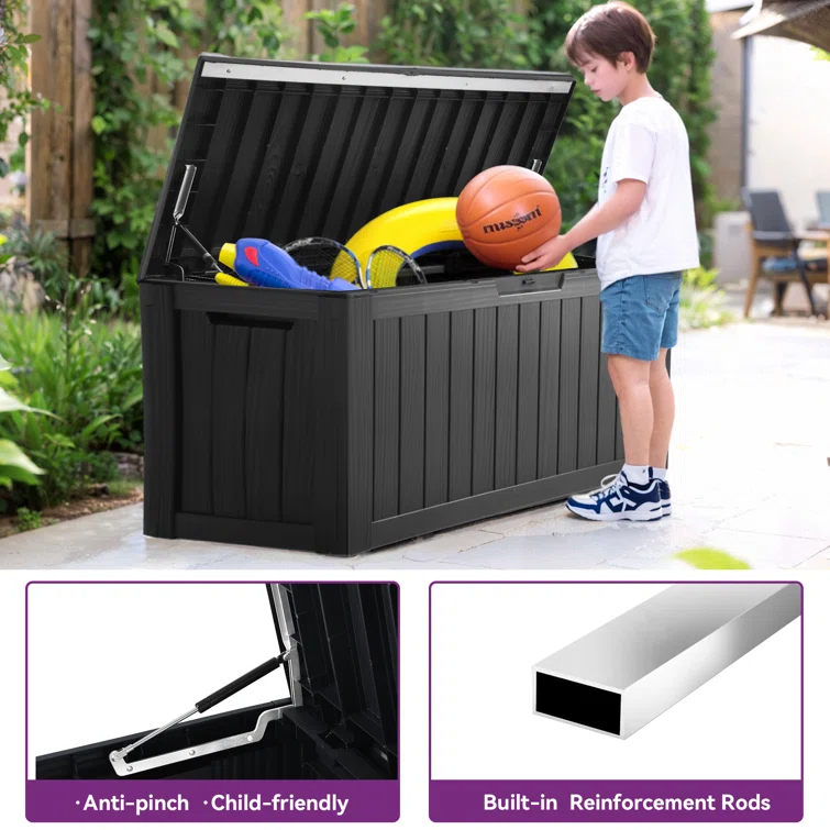 Balconera 46.3'' W 80 Gallons Water Resistant Resin Lockable Deck Box