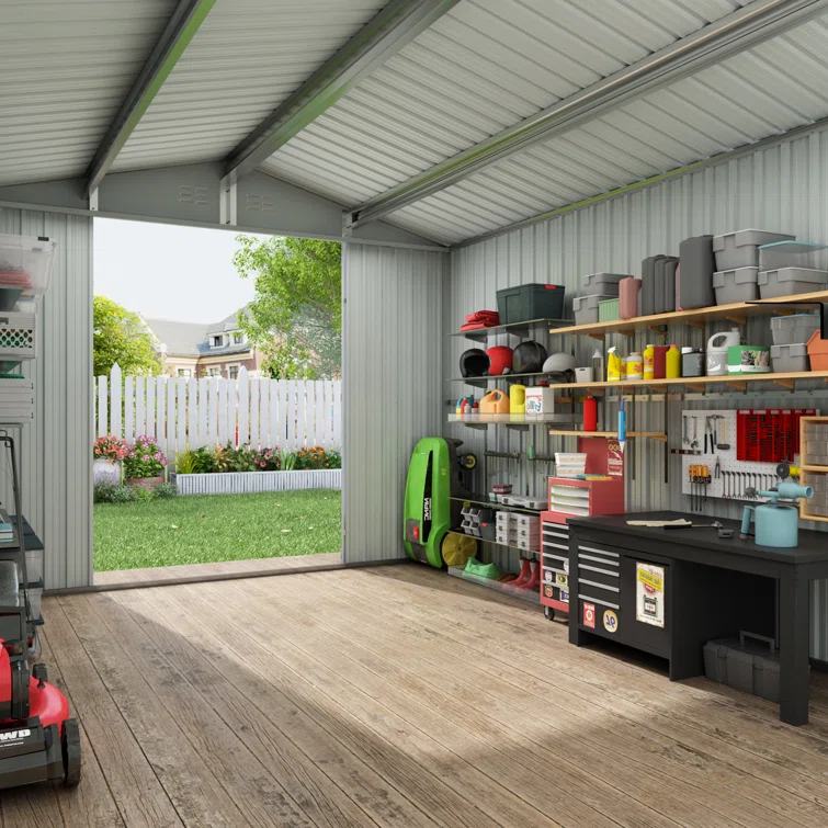 8 ft. W x 12 ft. D Metal Storage Shed with Lockable Doors and Vents
