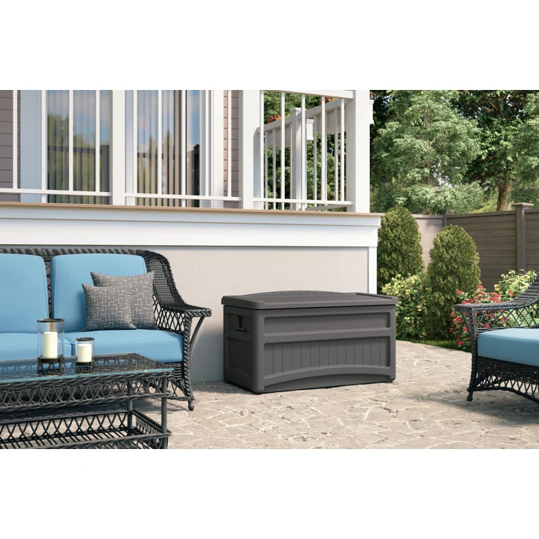 Suncast 73 Gallon Water Resistant Deck Box in Stoney