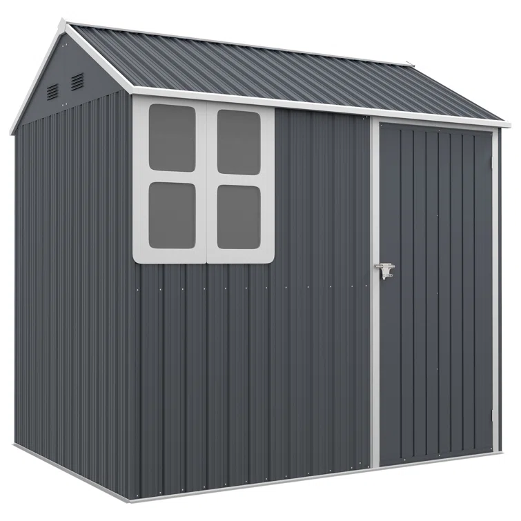 7 ft. 1 in. W x 5 ft. 8 in. D Metal Garage Shed