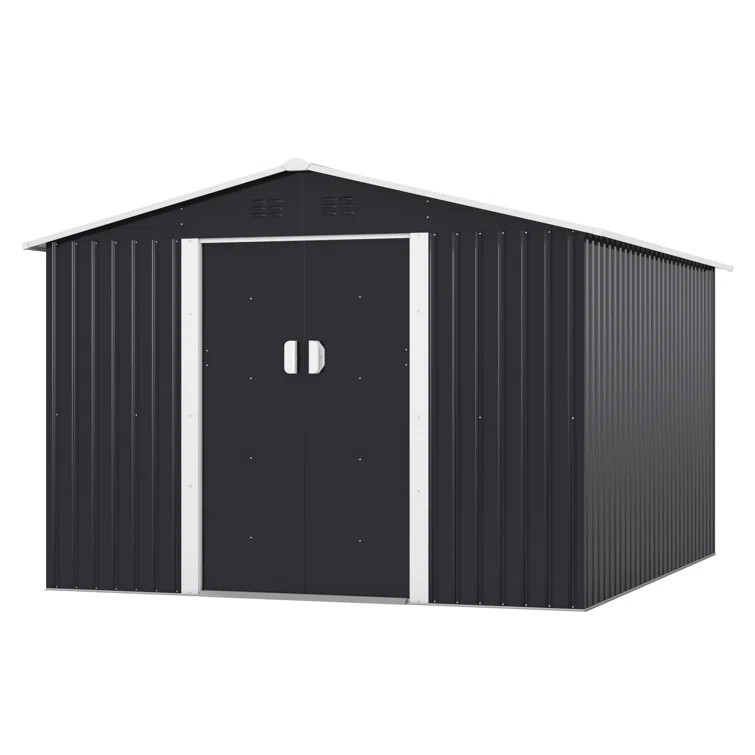 10 ft. W x 9 ft. D Metal Garage Shed